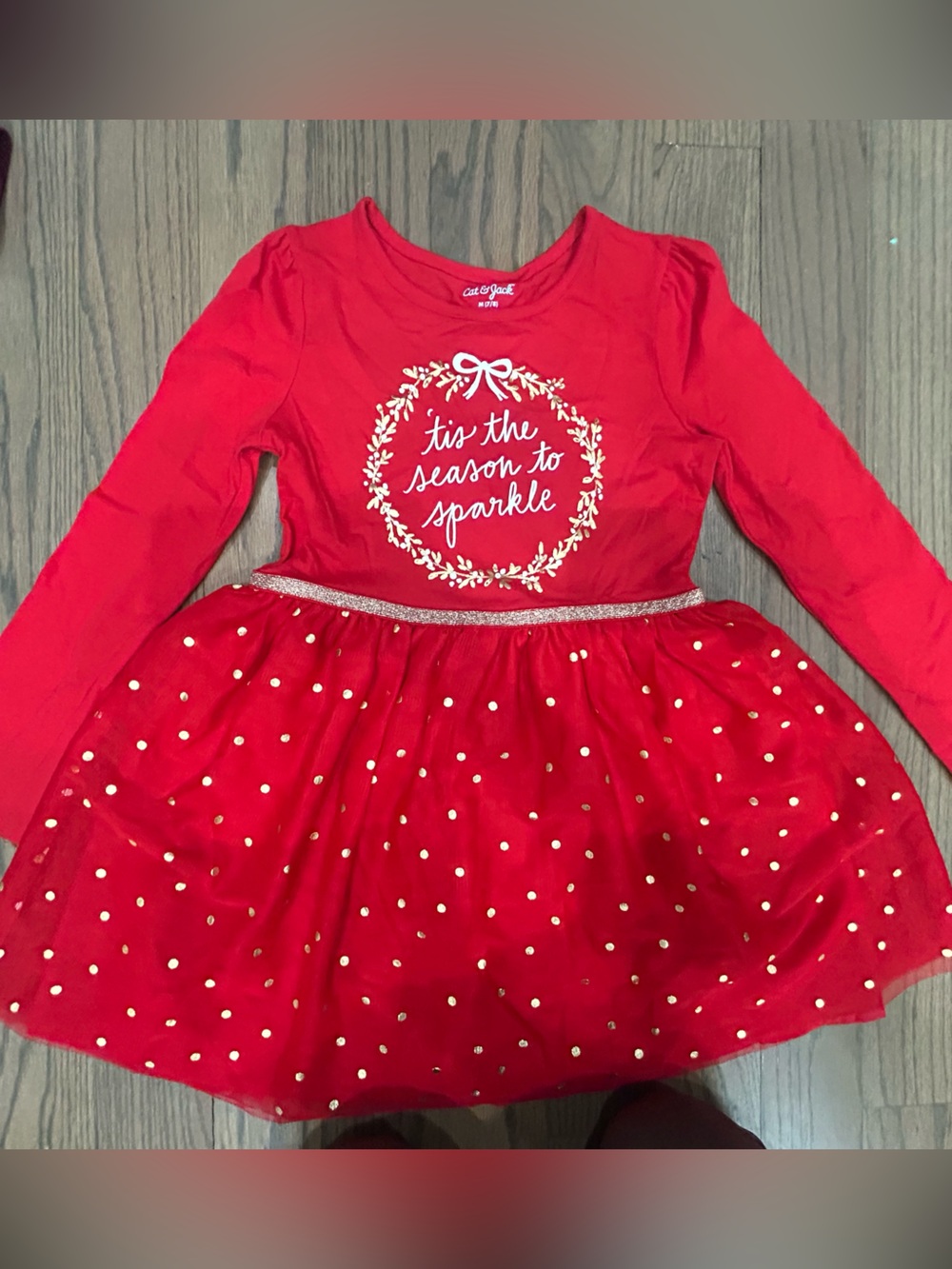 Girls Cat & Jack Christmas Dress Size M 7/8 Gold Holiday Dress